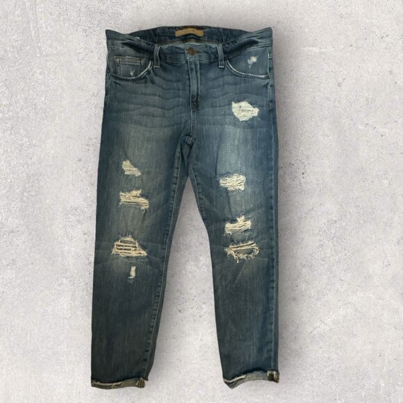 Joe's Jeans Denim - Joes Jeans Women 28 Blue Edison Destroy Denim Kency Mid Rise Boyfriend Slim Crop